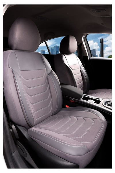 barototuning Seat Leon Luxury Fabric and Leather Detailed 5-Piece Car Seat Co...