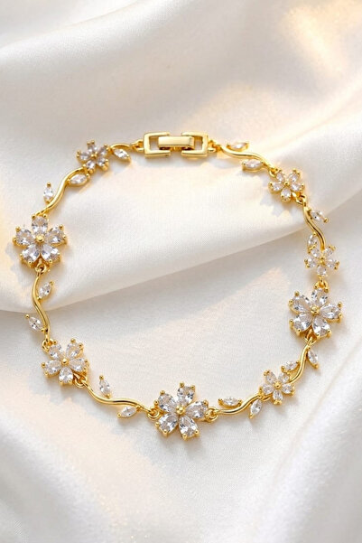Elifsu Jewelry Lotus Flower Bracelet Lotus Bracelet Steel Bracelet with Zirco...