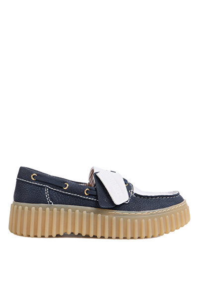 CLARKS Lacivert - Beyaz Kadın Deri Casual Ayakkabı 26186303
