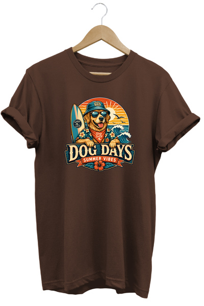 remonz تي شيرت Dog Days Summer Vibes للجنسين مطبوع عليه كلب ذو تصميم صيفي عاد...