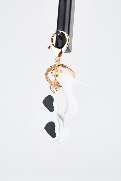 Vivaq White Mini Figured 3D Print Charm Bag Accessory Keychain
