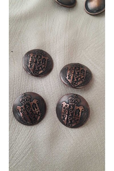 ILCARE Antique Copper Metal Button 22 mm 4 Pieces
