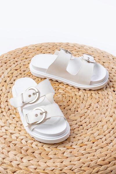 Zerenyus Zri̇n-6010 Daily Women's Slippers with White Buckle Accessories