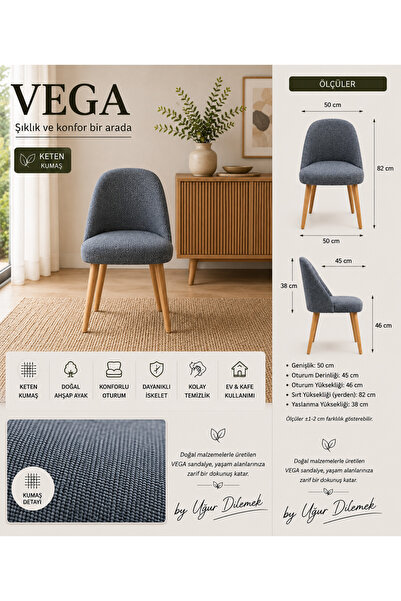 arge demo Vega Yemek Masası Sandalyesi Cafe Ve İşyerinde Kullanıma Uygun