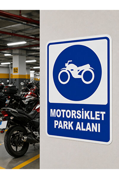 ünalgrup Motosiklet Park Alanı Uyarı Levhası Dekota PVC 25x35 cm Tabelası Oto...