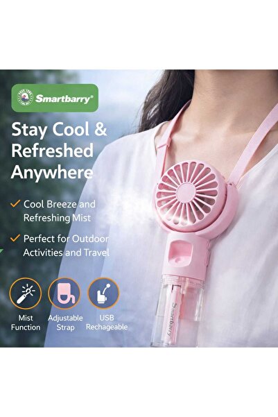 iqraafashion Smartberry Neck Hanging Spray Fan USB Rechargeable Mini Cooling