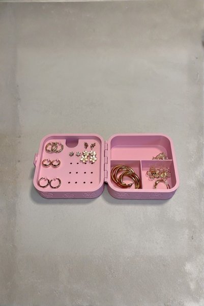 Doa Koleksiyon Pink Floral Portable Mini Jewelry Box