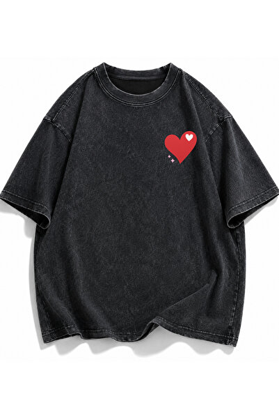 Pink Sky Acid Washed Oversize Unisex T-Shirt Washed Vintage Street Style Stre...