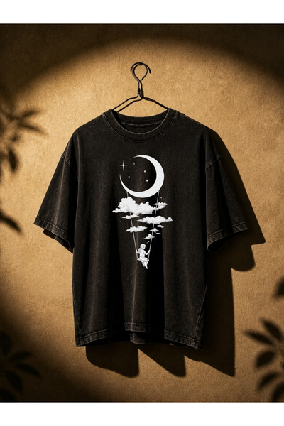 Pink Sky Μπλουζάκι Unisex Oversize με εφέ ξεβαμμένου υφάσματος, Vintage Stree...
