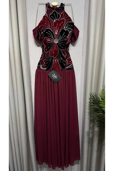 Jood Luxury Pink Embroidery Evening Dress