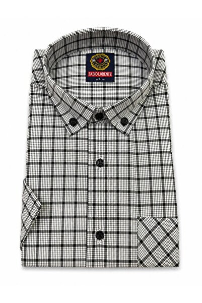 Kuraff Giyim Baba Kare Patterned Single Pocket Short Sleeve Shirt