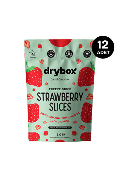 DRYBOX Strawberry Slices 16g 12-Pack – Freeze-Dried, No Added Sugar, 100% Nat...