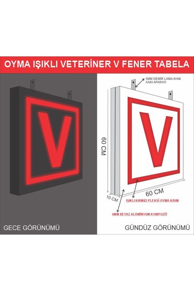 DURAK REKLAM Veterinary Double-Sided Illuminated V Sign