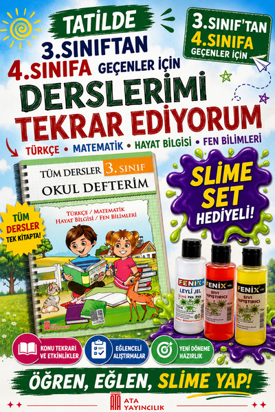 Ata Yayıncılık 3.Sınıftan 4.Sınıfa Geçenler İçin Tatilde Derslerimi Tekrar Ed...