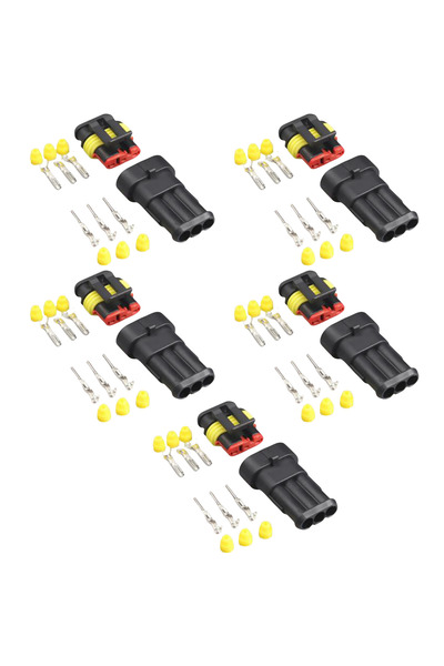 5 Adet Super Seal Konnektör Takım - Erkek/Dişi (3 Pin)