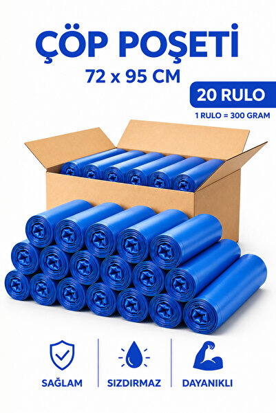 MSE HOLD Çöp Poşeti Mavi 72x95 Battal Boy 20 Rulo 200 Adet Dayanıklı Sızdırma...