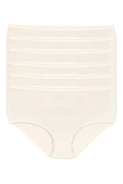 YILDIZ Lycra Non-Marking Bato Women's High Waist Panties Ecru 6-Pack