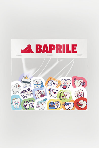 Baprile Sevimli Dişler 40 Parça Sticker Paketi Suya Dayanıklı Ajanda Laptop T...