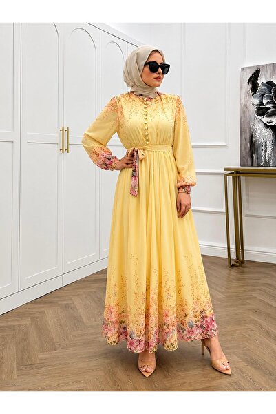 Avakado Floral Print Chiffon Dress