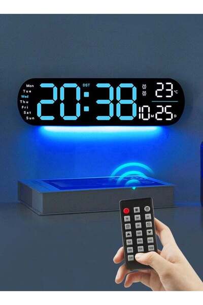 GULF GALLERY Necomi LED Digital Clock, Digital Wall Clock with Remote, RGB At...