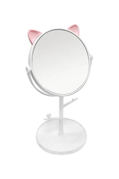 PARA Round Desktop Makeup Mirror with Cute Pink Cat Ears High Quality