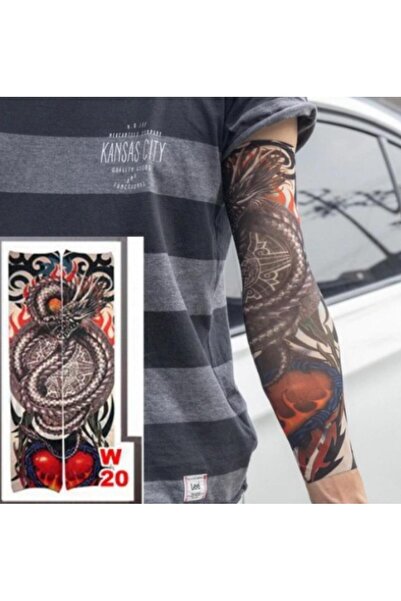 DIGERUI Çift Sağ Sol Takım Dövme Desenli Kolluk Esnek Motorcu Bisikletçi Spor...