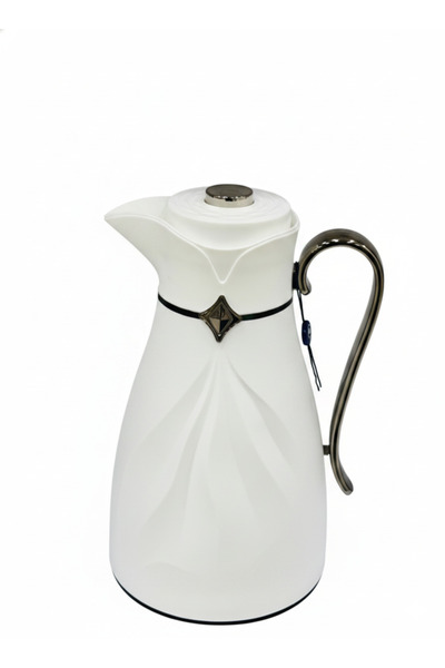 Urbanza Luxury White Vacuum Flask Thermos with Silver Handle for Tea Coffee a...