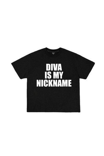WHITE OF CREATIVE Diva Is My Nickname Yazılı Baskılı Tişört