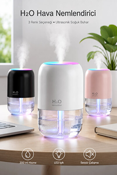 Tilbe Home H2O Model Şeffaf Hazneli Ultrasonik Hava Nemlendirici 200 ml LED I...