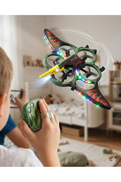 mavi su dünyası Uzaktan Elde Özel Kumandalı Uçak Dinozor Dron | 2.4Ghz 360 De...