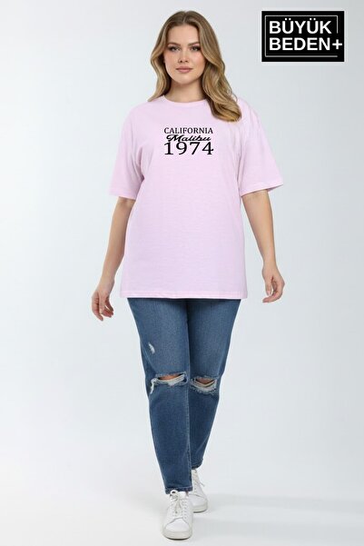 Superlife Süperlife Women's Large Size California 1974 Printed 3Xl-6Xl Crew N...