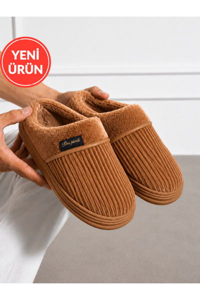 STOCON Premium baršunaste papuče u boji tan, kućne papuče, papuče za miraz, p...