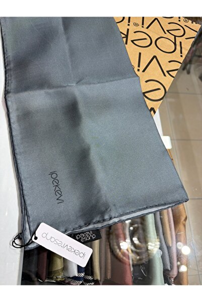ipekevi Plain Twill Silk Scarf Lead Gray 01116