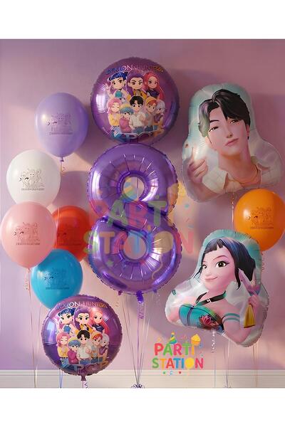 Parti Station Demon Hunters Kpop Themed 1St Birthday Balloon Set 11 Piece Dem...