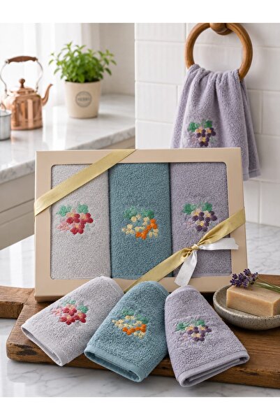 3'lü Set %100 Pamuklu El ve Yüz Havlusu 30x50 cm Yumuşak Dokulu