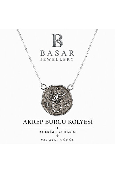 Başar Silver 925 Ayar Gümüş Akrep Burcu Kolyesi – Burç Madalyon Kolye, Kadın ...