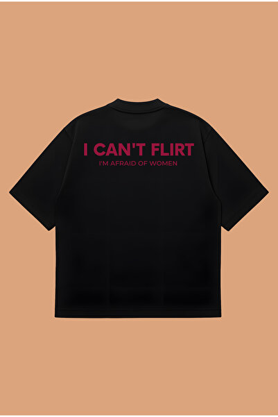 PURE POWER I Can'T Flirt Boxy Fit Oversize Unisex 100% Cotton Tshirt – Printe...
