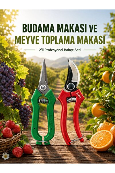 NEXVORİA Budama Makası Ve Meyve Toplama Makası Seti 2'li / Bağ , Üzüm , Çilek...
