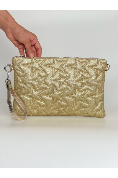 IKARÈL Kadın Simi Model Yıldız Desenli Portföy Clutch Çanta
