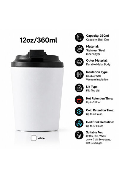Baytix HOME 12oz 360ml Vacuum Insulated Travel Coffee Mug Stainless Steel The...