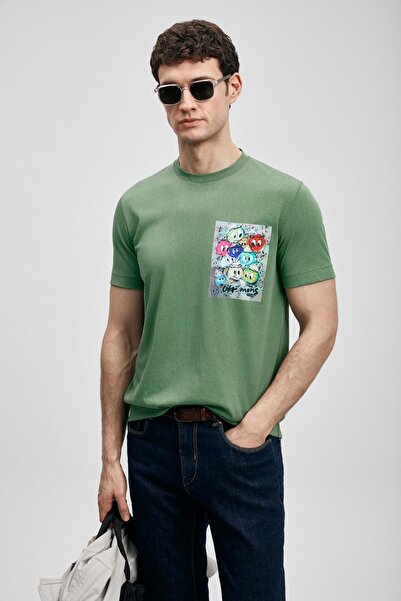 Lufian 111020296 تي شيرت تشارلي مودرن جرافيك تي شيرت رجالي أخضر