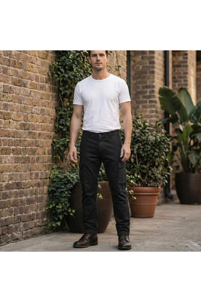 bc black craft denim Ανδρικό Ανδρικό Cargo Παντελόνι Black Craft σε μαύρο χρώ...