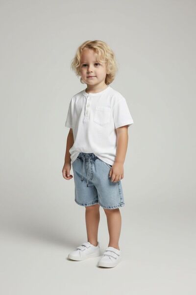 BOBBY JR KİDSWEAR Baby Boy Organic Crewneck Buttoned T-Shirt