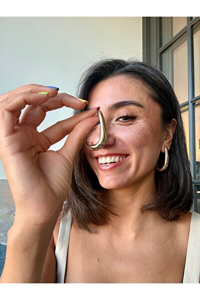 Merishe Jewerly Gold Imported Half Drop Curved Hoop Anti-Allergic Non-Tarnish...