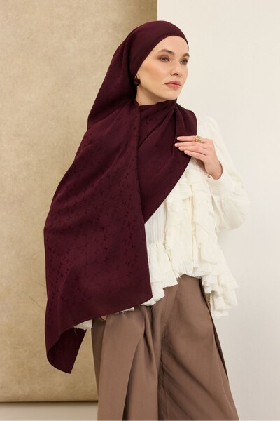 Silk Home شال قطني من نايا مونوغرام ميني بلون البرقوق