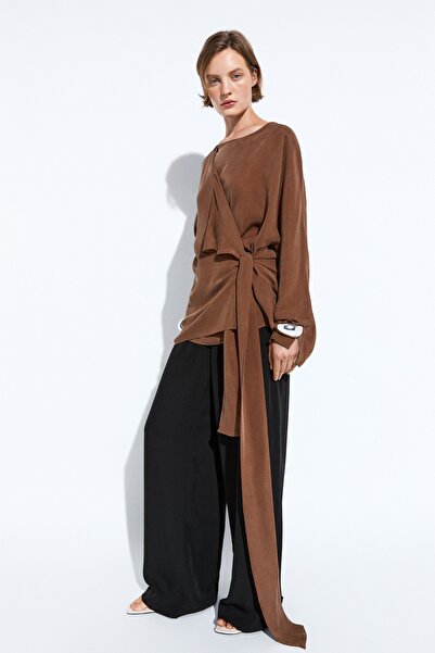 Massimo Dutti Bağcık detaylı dökümlü kimono