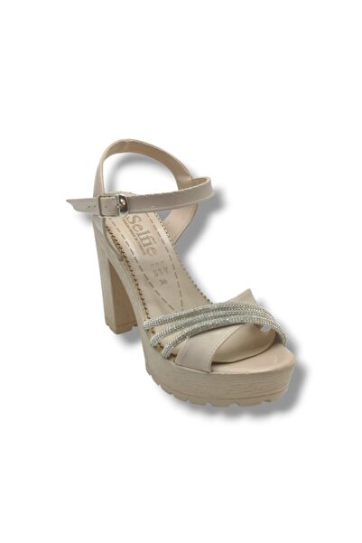 SELFİE 4260-26 Patent Leather Stone Cross Strap Platform Heel Fashion Women's...