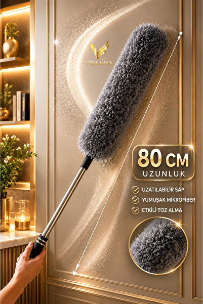 VİSLUNA Mikrofiber Püsküllü Lüx Oto Toz Alma Mopu Teleskopik Uzun Saplı Anti Statik Toz Alıcı Araç Ve Çok Amaçlı Toz Temizleyici