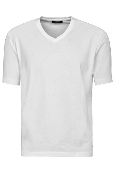 Bigotti Tricou slim alb simplu cu decolteu în V