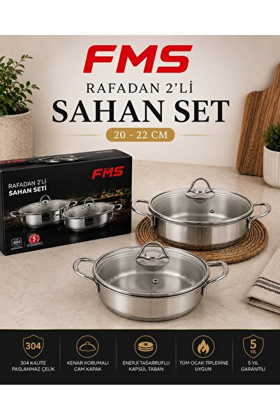 FMS Rafadan 2-Piece Steel Pot Set |   20-22 cm |   18/10 Stainless Steel |   ...